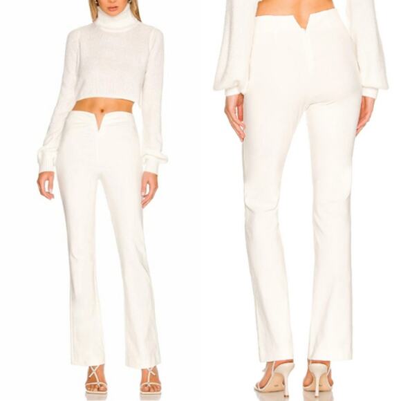 H:ours Ida V Waist Stretch Bootcut Pants Ivory Size XS - Picture 1 of 7